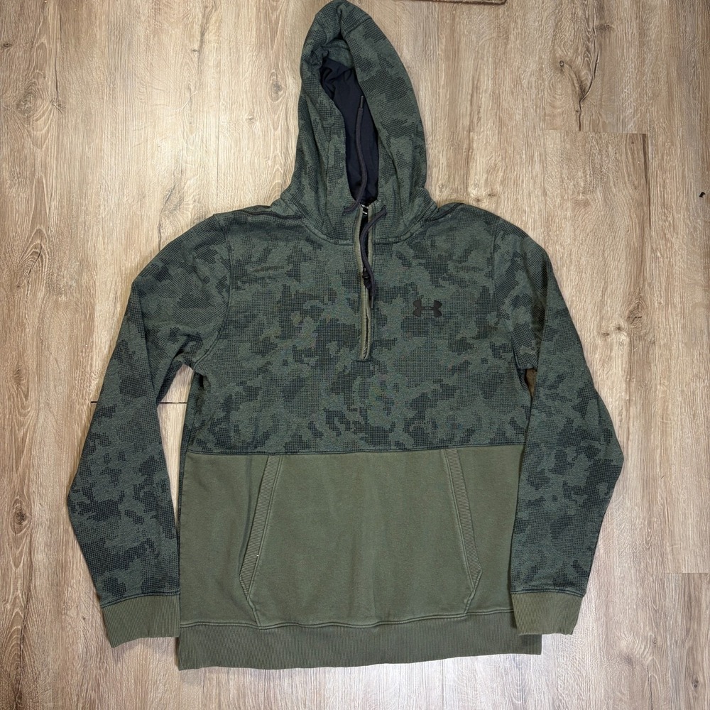 Under Armour Threadborne Mens Camo Hoodie Fleece XL Fitted Green Fleece